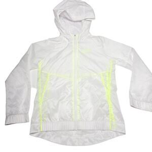 Nike Girls Windbreaker CU0043-100 White Neon Green large Lightweight
